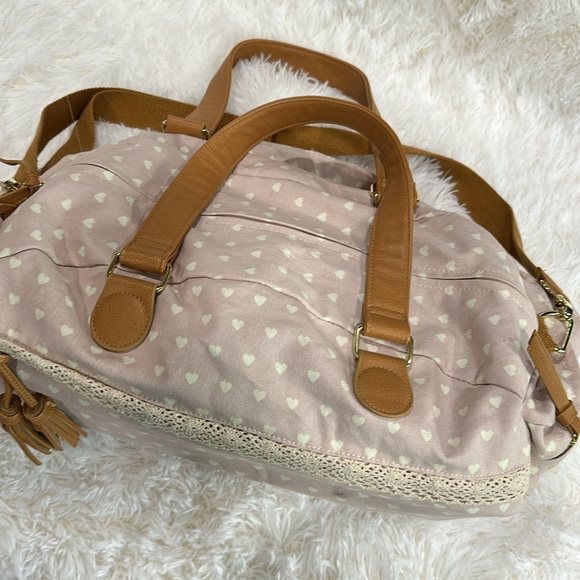 Target mossimo travel duffel weekender pink heart canvas bag - Picture 5 of 9